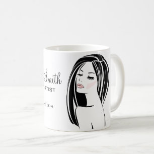 Makeup-konstnär Woman Ansikte, sedan länge profile Kaffemugg