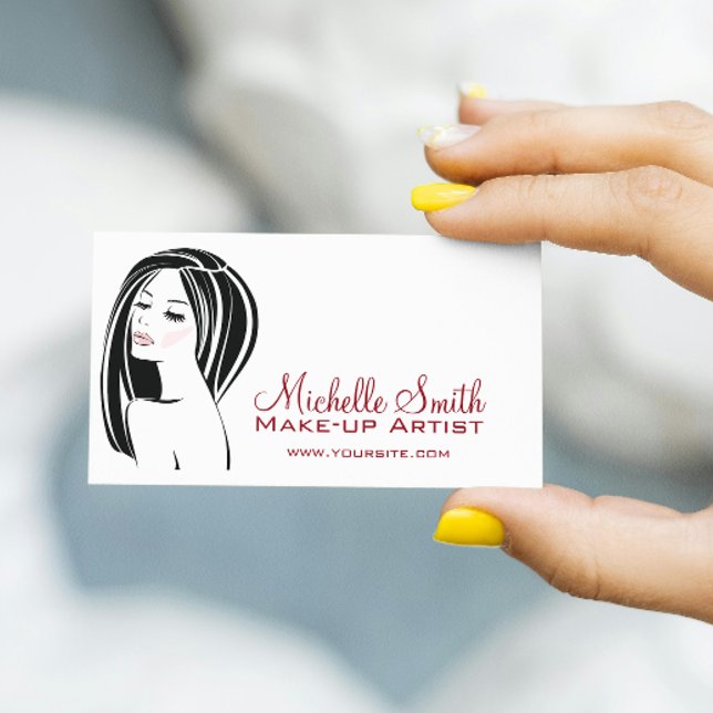 Makeup-konstnär Woman Ansikte, sedan länge profile Visitkort (Skapare uppladdad)