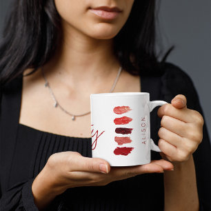 Makeup-konstnären namn läppstift färg färgar skönh kaffemugg
