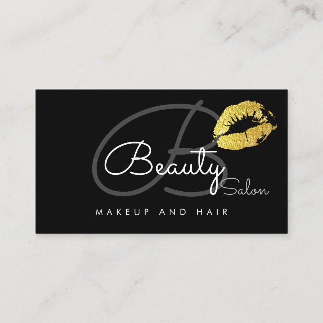 makeup läppar salon card . skönhetssalon monogram visitkort (Framsida)