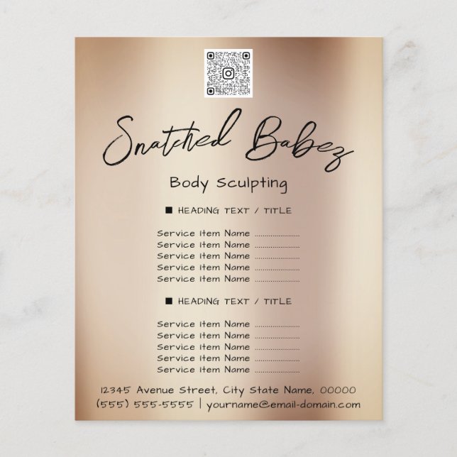 Makeup Lash Beauty Hair Salon QR LOGOTYP Modern Flygblad (Framsidan)