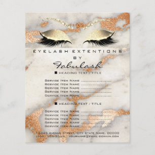 Makeup Lash Beauty Salon Flyer Marble Coral Guld