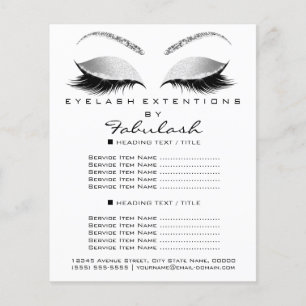 Makeup Lash Beauty Salon Glitter Flyer Grått Glam