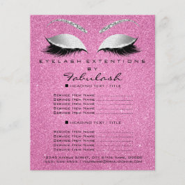 Makeup Lash Beauty Salon Glitter Flyer Grått Rosa