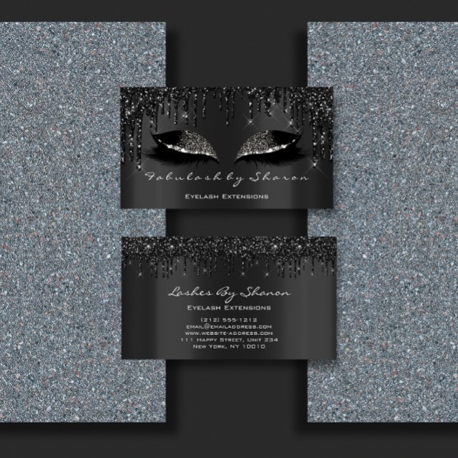 Makeup-lash Eyelash Black Drivers Professionell Visitkort (Makeup lashes Eyelash Black Drips Professional Business Card)