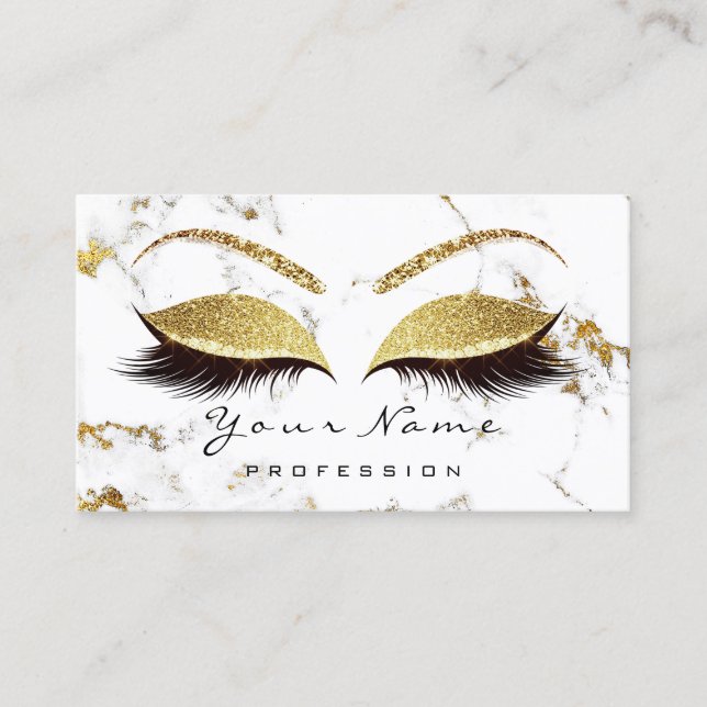 Makeup Lash Glitter Guld Marble-avtalskort Tidsbeställning Kort (Framsida)