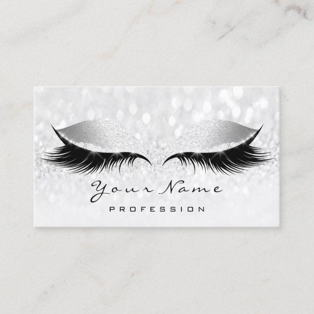 Makeup Lash Glitter Silver Grått-avtalskort Tidsbeställning Kort (Framsida)