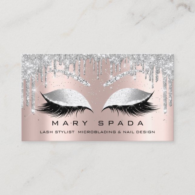 Makeup Lash  Grått Spark Ro confetti Visitkort (Framsida)
