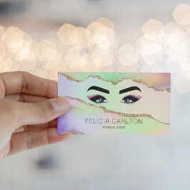 Makeup & Lash Pastel Rainbow & Guld Glitter Visitkort
