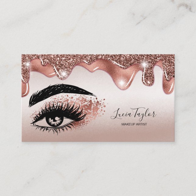 Makeup Lash Ro Guld Glitter Drives Visitkort (Framsida)