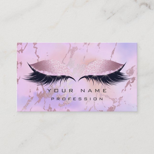 Makeup Lila Rosa Öga Lash Glitter Ombre Visitkort (Framsida)