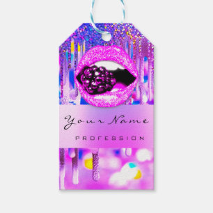 Makeup Lip Holograph Drip Berry Rosa QR-kod Presentetikett