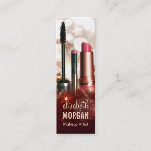 Makeup Lipstick Eyebrow Pencil Modern Guld Glitter Mini Visitkort