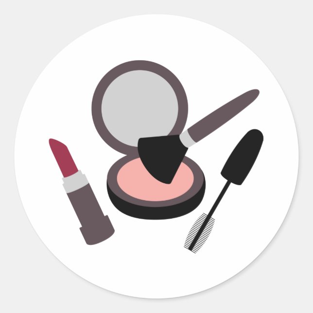 Makeup Lipstick Mascara  Runt Klistermärke (Framsida)