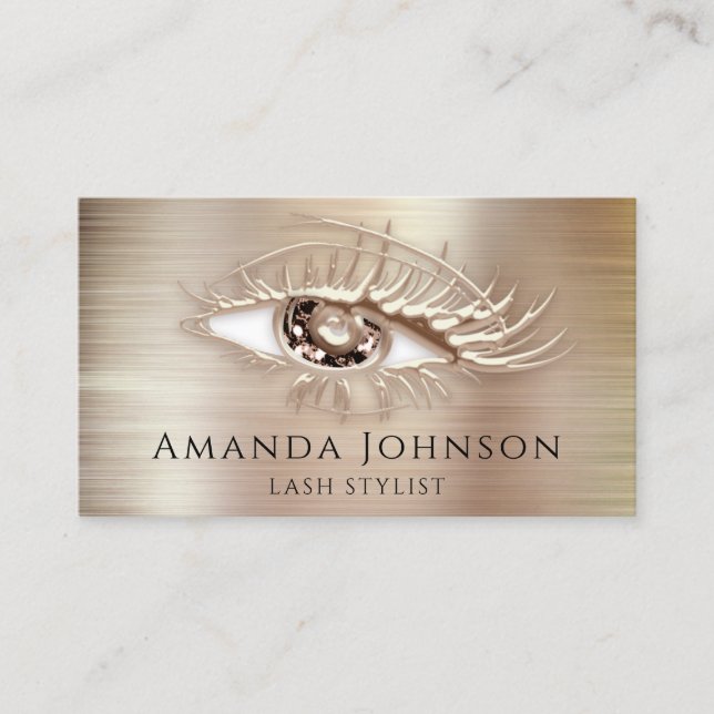 Makeup Logotyp Brown Black Eyelash QrCode Ro Guld Visitkort (Framsida)