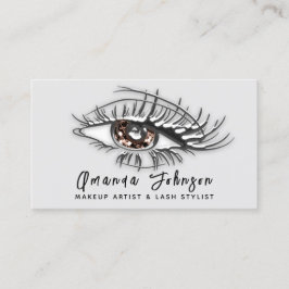 Makeup Logotyp Brown Eyelash Qr Code Silver Visitkort