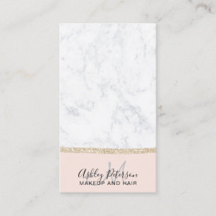 Makeup marble light guld glitter monogram visitkort