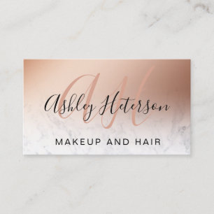 Makeup marble ro guld folie script monogrammat visitkort