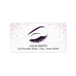 Makeup med glitter, effekt adressetikett