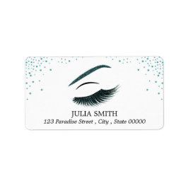 Makeup med glitter, effekt adressetikett