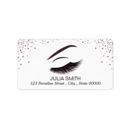 Makeup med glitter, effekt adressetikett