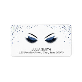 Makeup med glitter, effekt adressetikett