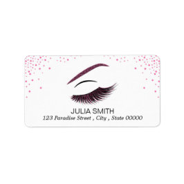 Makeup med glitter, effekt adressetikett