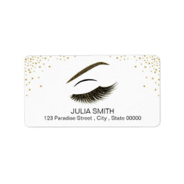 Makeup med glitter, effekt adressetikett