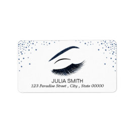 Makeup med glitter, effekt adressetikett