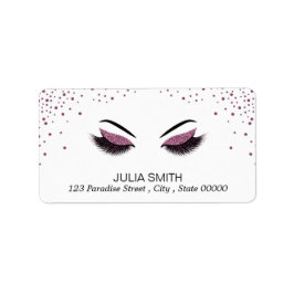 Makeup med glitter, effekt adressetikett