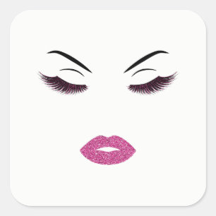 Makeup med glitter, effekt fyrkantigt klistermärke