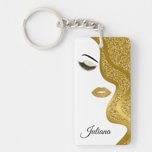 Makeup med glitter, effekt nyckelring (Framsidan)