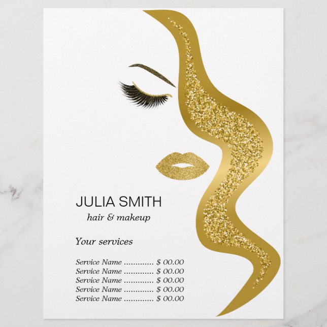 Makeup med glitter, effekt reklamblad (Framsidan)