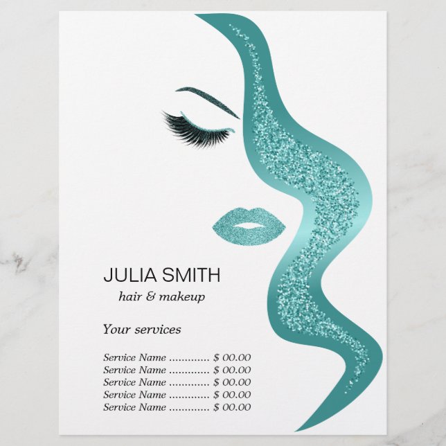 Makeup med glitter, effekt reklamblad (Framsidan)