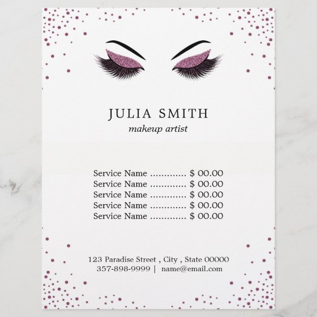Makeup med glitter, effekt reklamblad (Framsidan)
