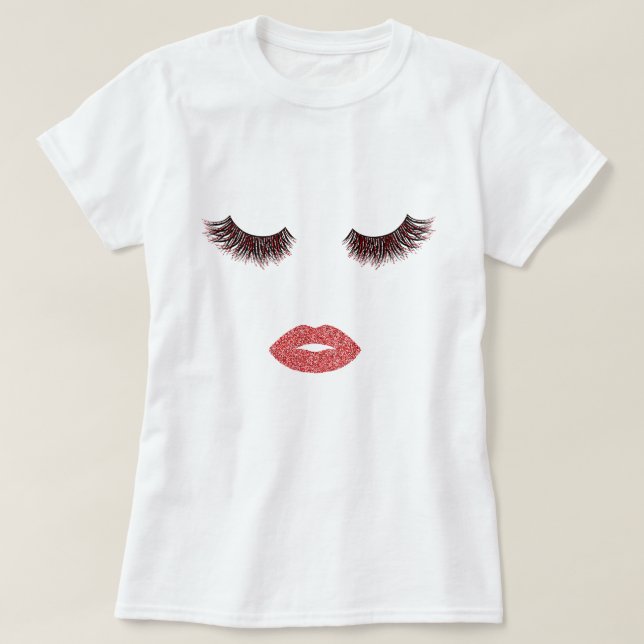 Makeup med glitter, effekt t-shirt (Design framsida)