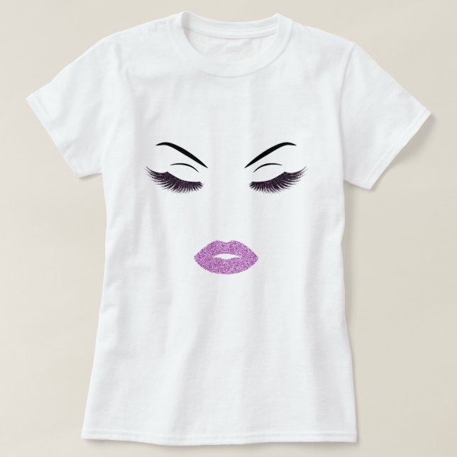Makeup med glitter, effekt tee shirt (Design framsida)