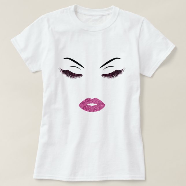 Makeup med glitter verkställer tee (Design framsida)