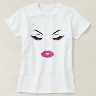 Makeup med glitter verkställer tee shirt