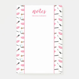 Makeup med Rosa Läppar & Anpassningsbar Titel och  Post-it Block