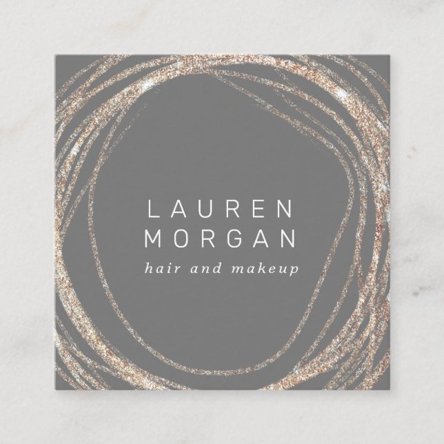 makeup modern faux guld swirl square Affärskort Fyrkantigt Visitkort (Framsida)