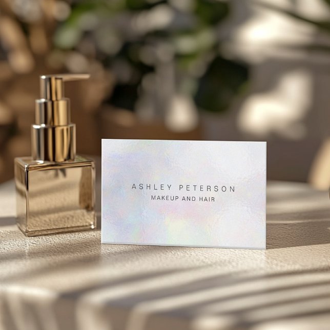 Makeup modern nacre pearl iridescent holografisk visitkort (Makeup modern nacre pearl iridescent holographic business card)