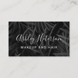 Makeup monogram fast svart handflatan löv-vattenfä visitkort