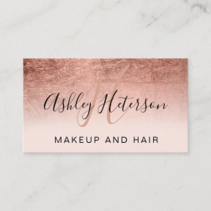 Makeup monogram fotfolie för rosa i guld i ro visitkort