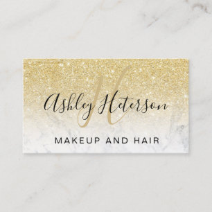 Makeup monogram manus marble guld glitter visitkort