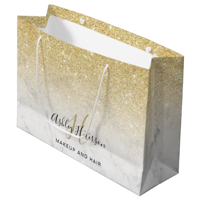 Makeup monogram marble guld glitter (Framsidan Vinklad)