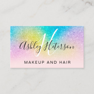 Makeup monogram regnbågsskydd för glitter rosa visitkort