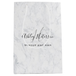 Makeup monogram, vit marble-skript, typografi