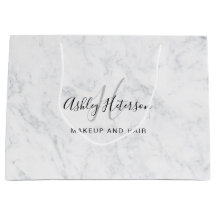 Makeup monogram, vit marble-skript, typografi