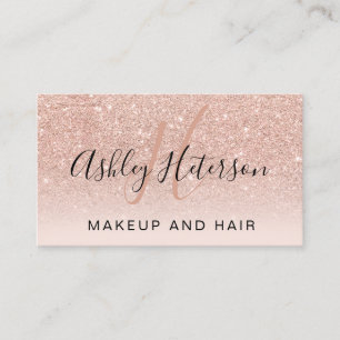 Makeup-monogrammanus ro guld glitter visitkort